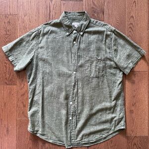 Merona Olive Casual Linen Button Down Shirt